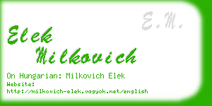 elek milkovich business card